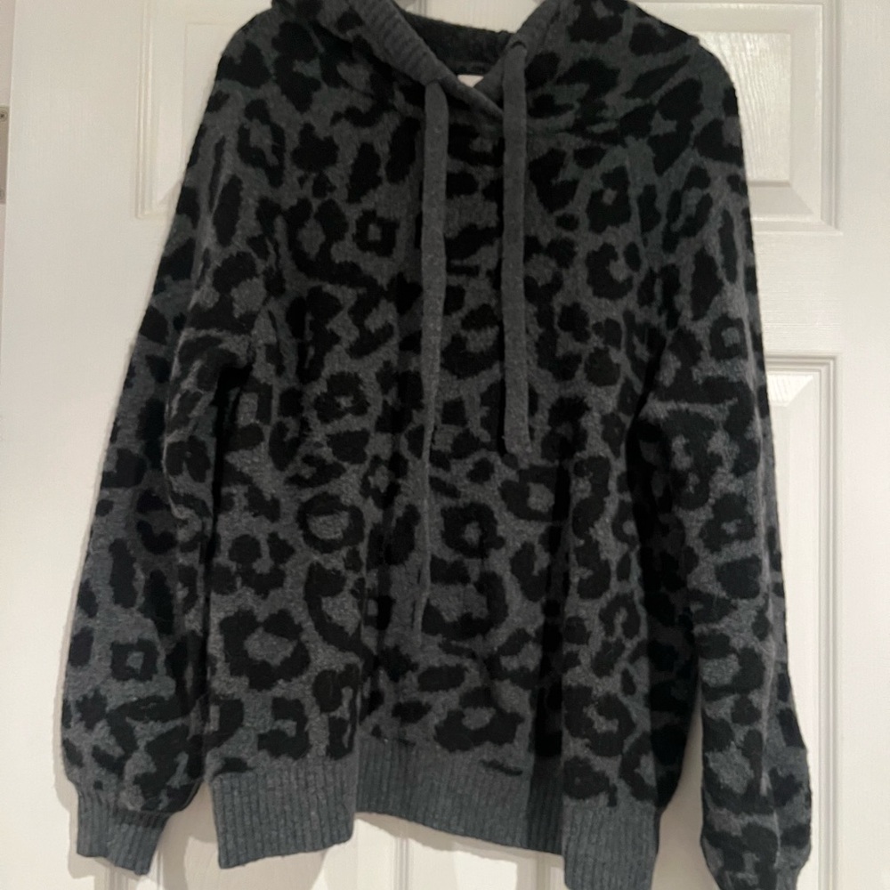 LOFT Charcoal Animal Print Women's Sweater with hood